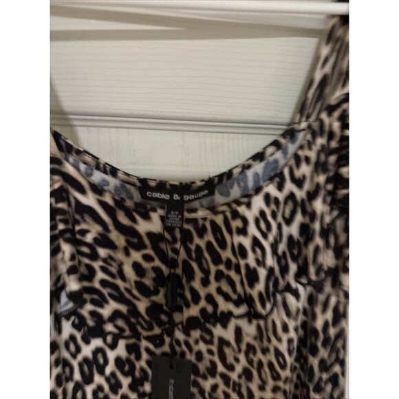 Cable & Gauge Leopard Print Tank Top Sleeveless Ruffle Accent Size Small - Picture 4 of 6